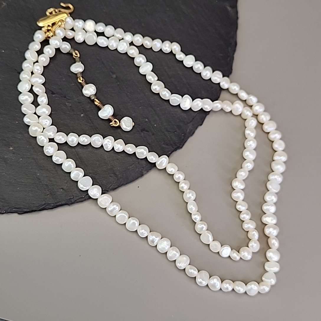 Vintage Freshwater Pearl Necklace White Double Layered Nine West 18″