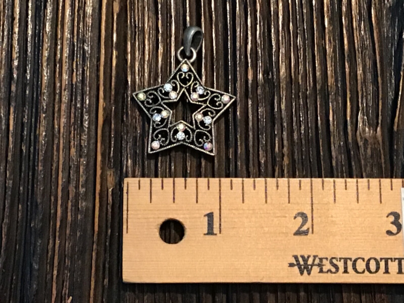 Vintage Silver Plated Rhinestone Star Pendant