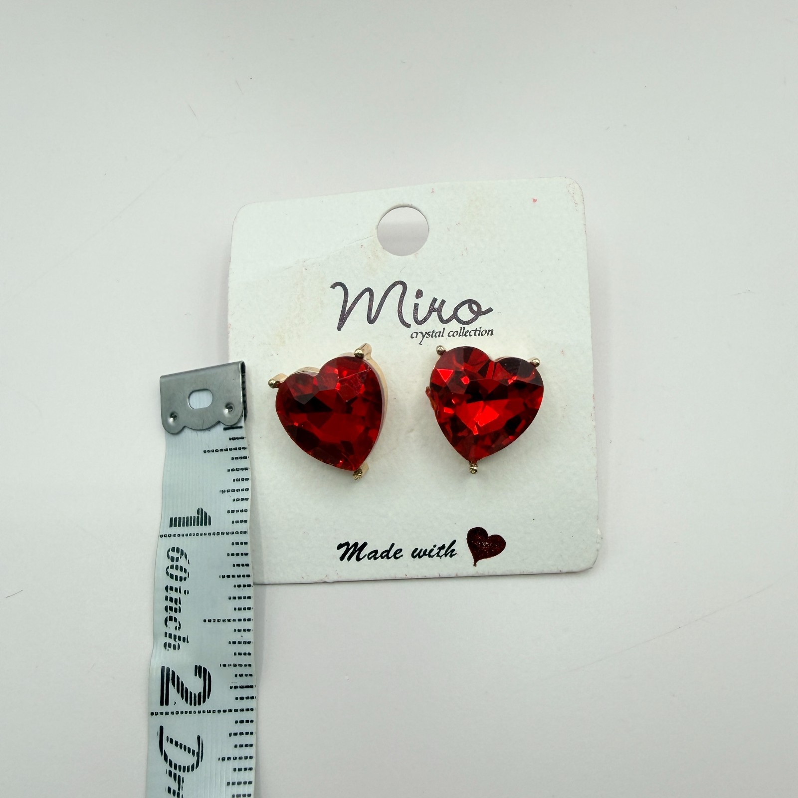 Vintage Gold Tone Red Crystal Heart Jewelry Set Ring Bracelet Post Stud Earrings