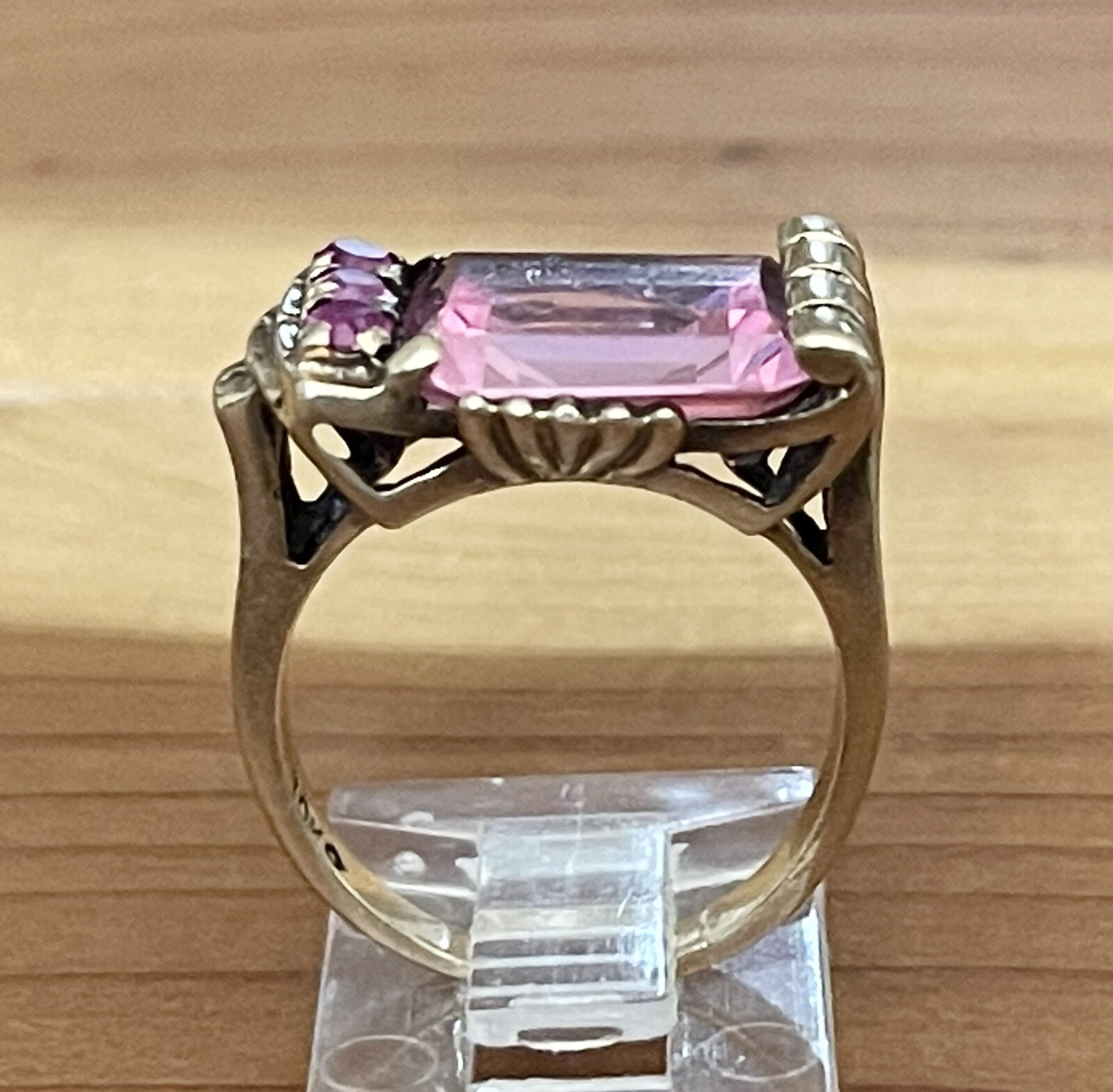 Vintage Retro 40’s-50’s 10K Yellow Gold Topaz, Ruby Stone Cocktail Ring Size 6.5