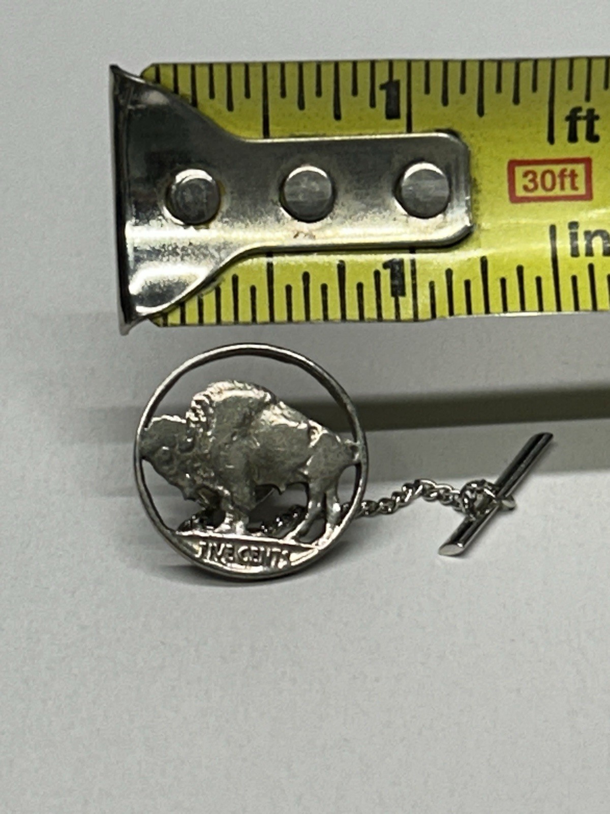 Vintage Cut Out Buffalo Nickel Coin Tie Tac Pin Native American Indian Head