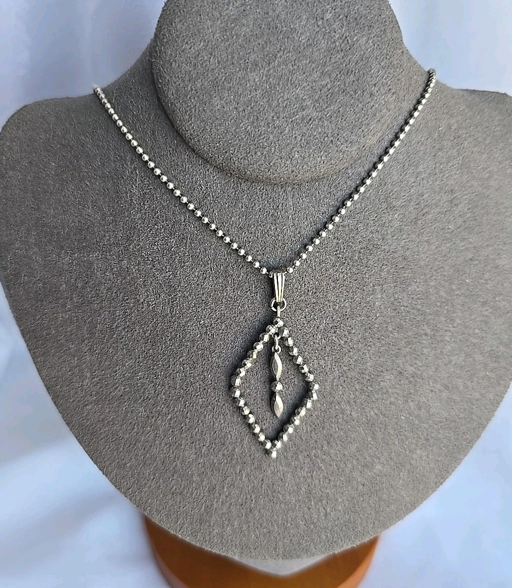 Fishson Silverite Pendant Neva Rust Signed Faceted Cut Pendant, Vintage