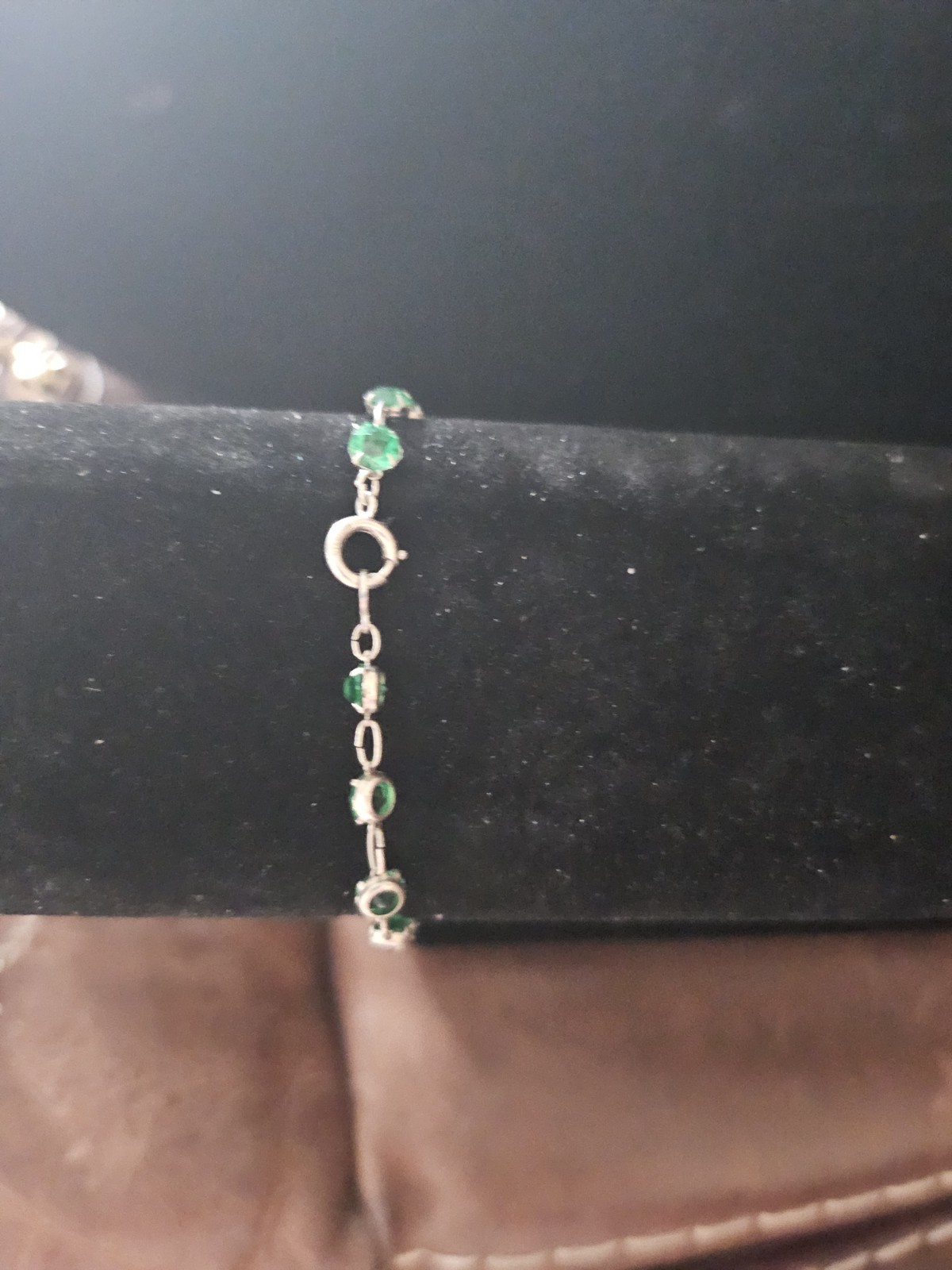 Vintage Green Peridot Silver Tone Bracelet Small 6 Inches