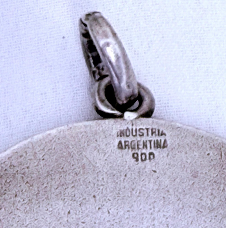 Vintage Sterling Silver 900 Virgin Mary Apparition Relief Medal Pendant 39mm