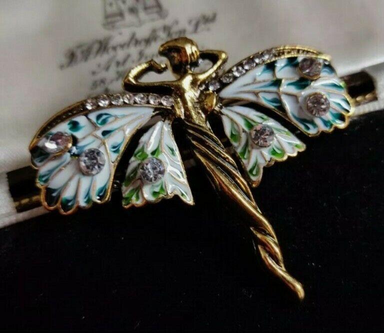 Vintage Art Nouveau Style Fairy Nymph Pendant Brooch Shawl Pin Jewelry Gift