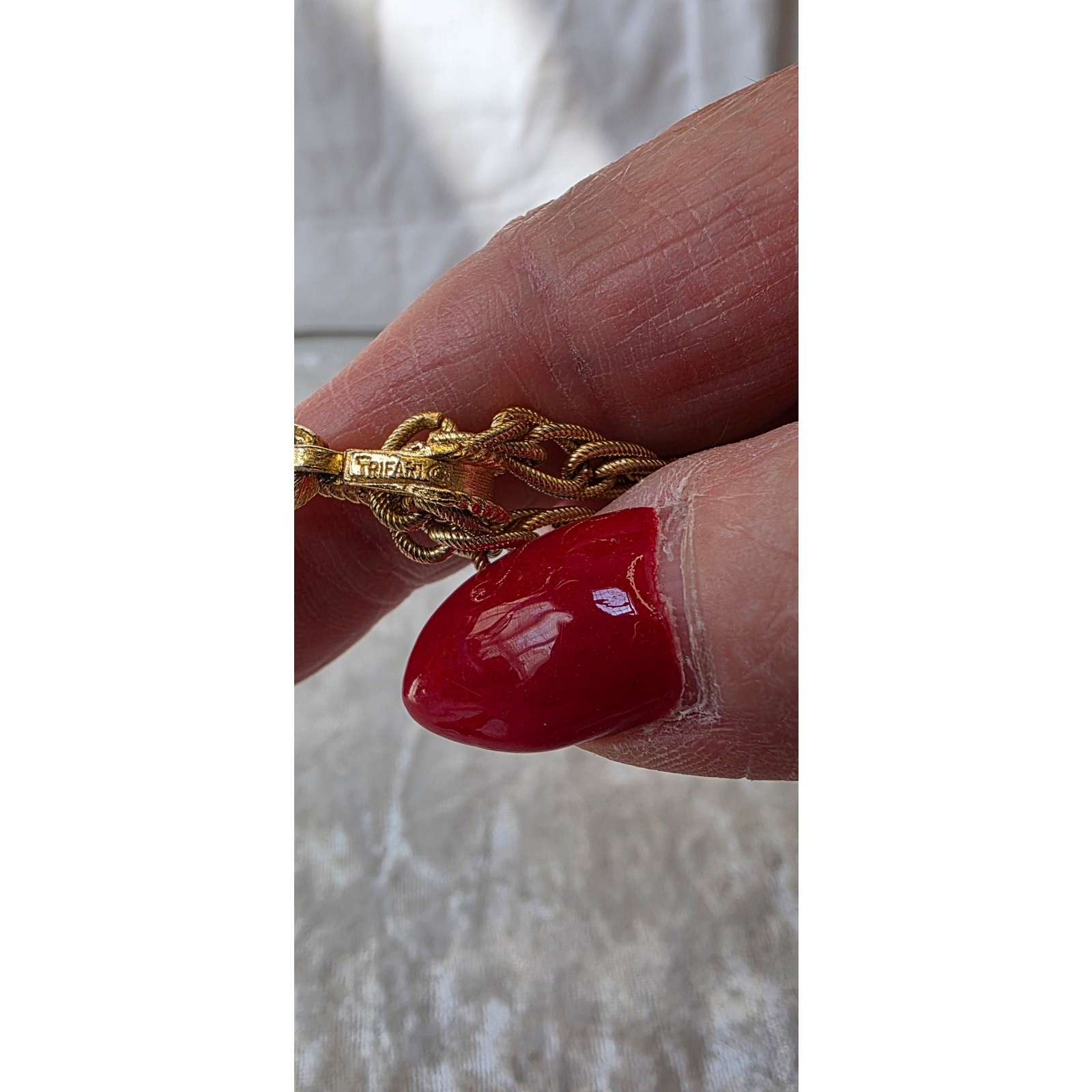 Crown Trifari Signed Vintage Double Strand Filigree Pendent Necklace*