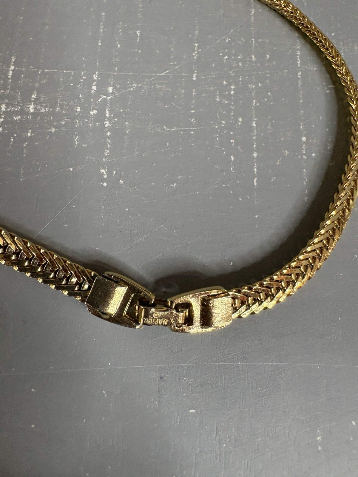 Vintage Napier Gold Tone Herringbone Chain Necklace 24” Wide 1cm