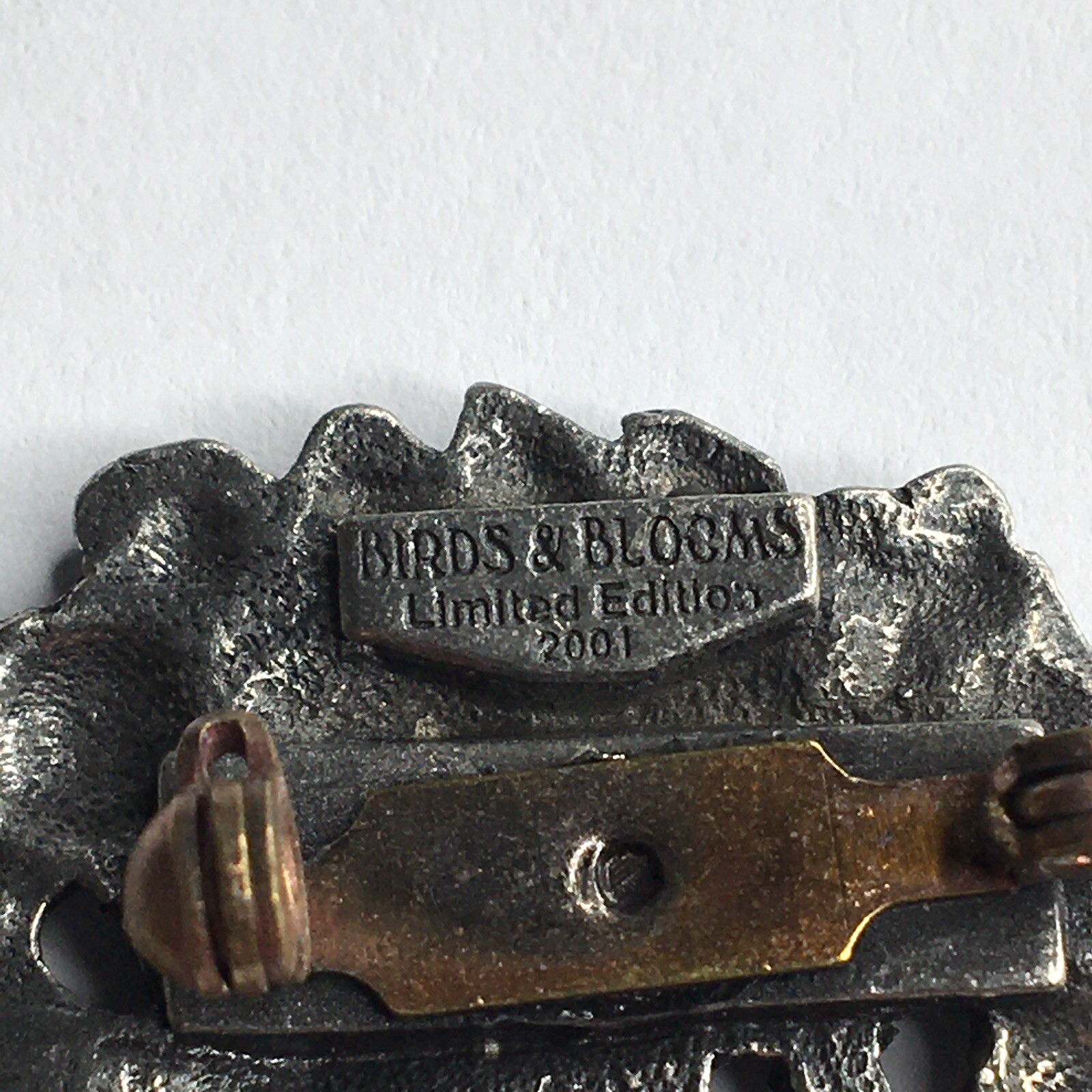 Birds & Blooms Brooch Pin Pewter Flower Wheelbarrow Granny Cottage Fairycore