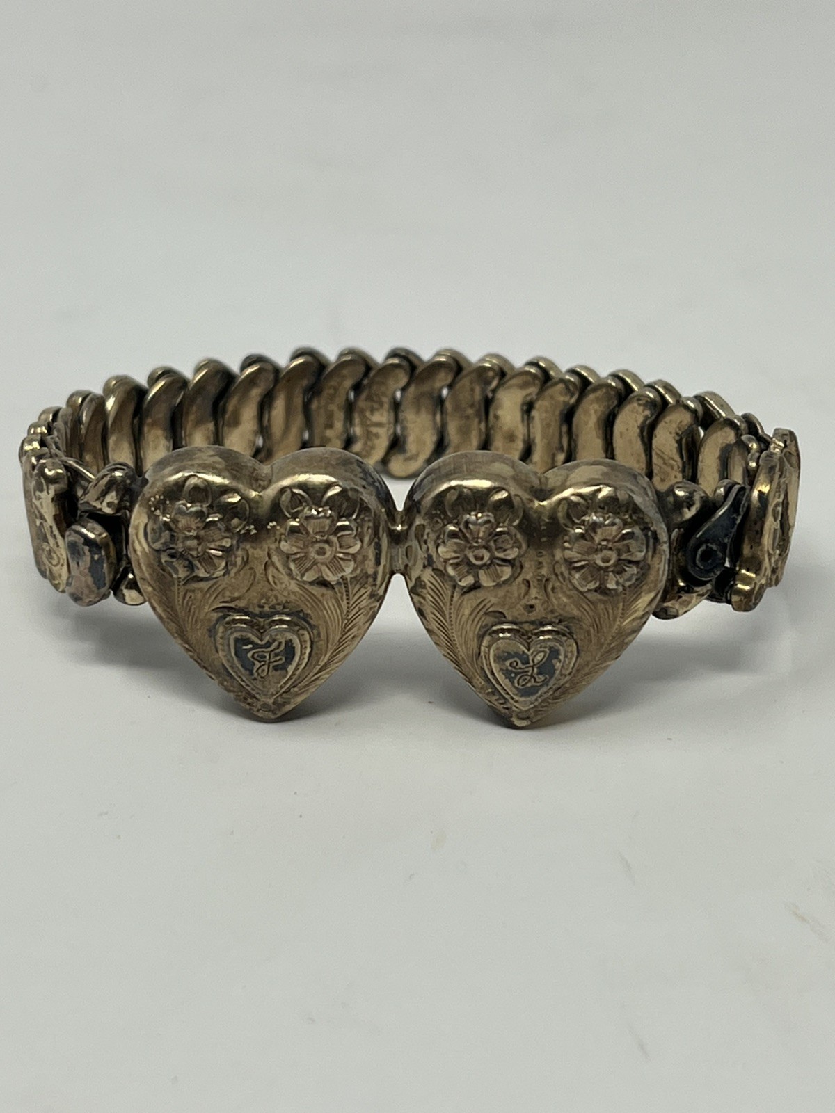 🔥Rare! Vtg WWII double Sweetheart Expansion Bracelet Co-Star Sterling Base