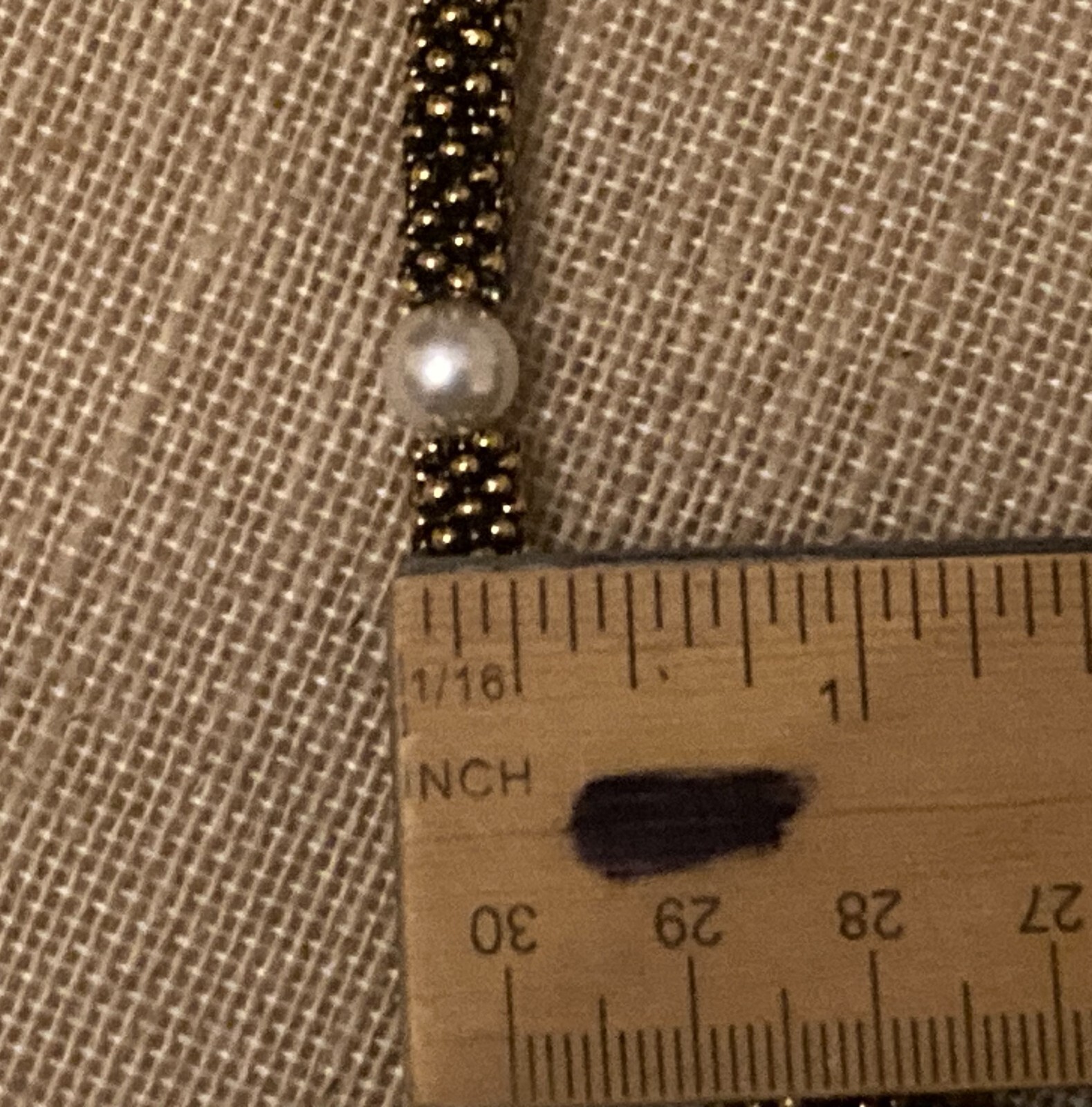 Vintage Gold Tone Mesh Chain Necklace Faux Pearl Accent 18″+ Length Retro