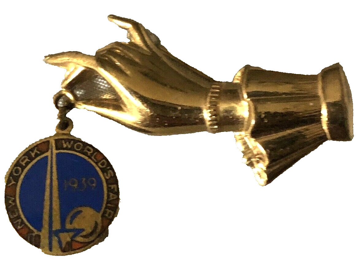 RARE Figural Hand Souvenir 1939 New York World’s Fair Marked “Official” Brooch