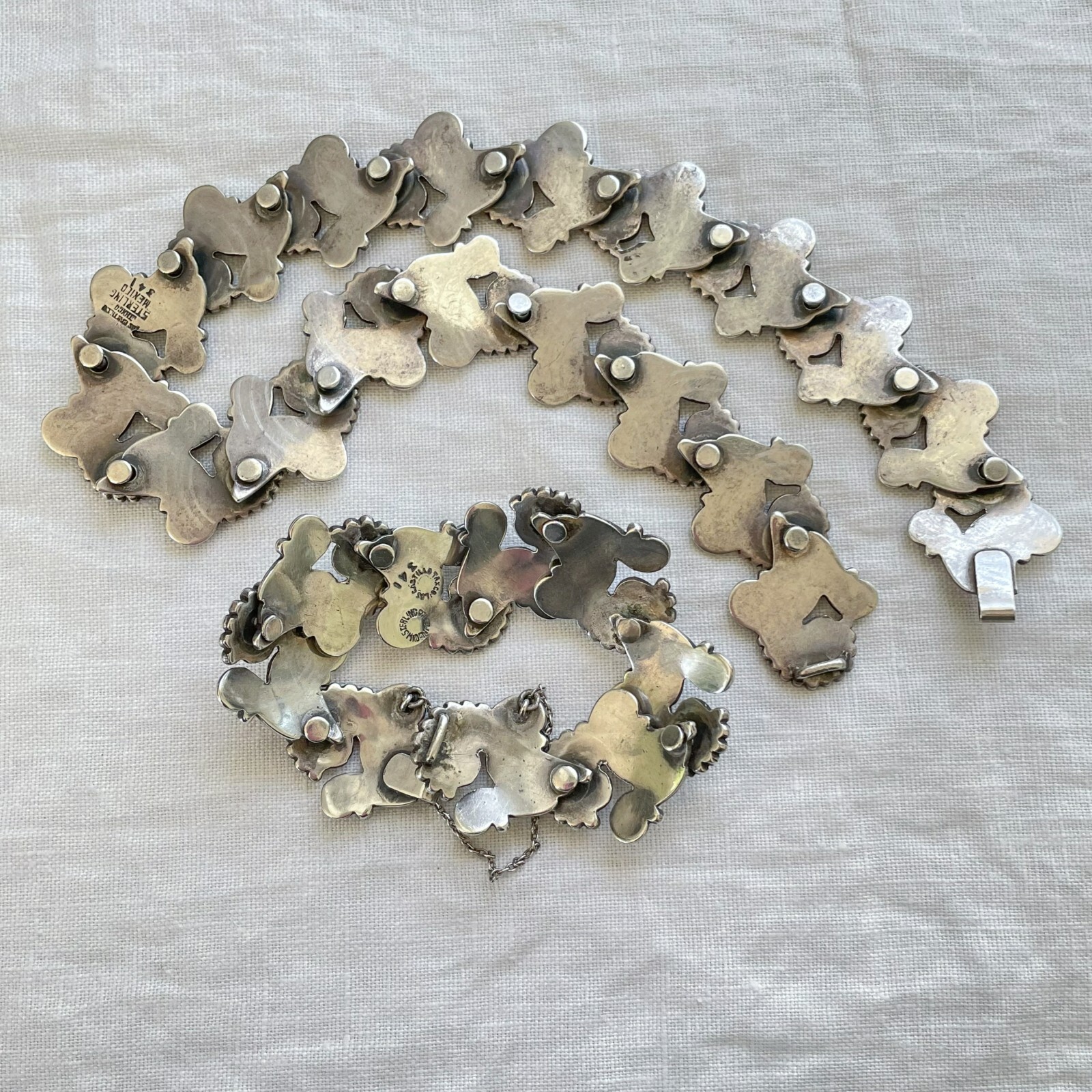 VTG Los Castillo Necklace/Bracelet Set #341, Sterling Taxco Mexico 2 Piece Set