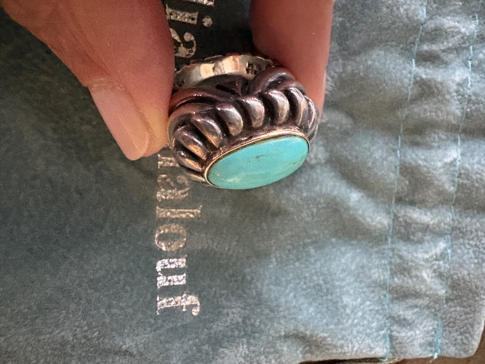 Gorgeous DIAN MALOUF 14K Yellow Gold/ Sterling Silver Turquoise Ring Size 4.5
