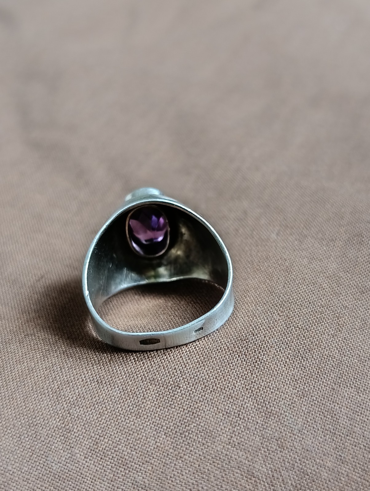 Soviet Silver 875 Ring Size 10.5 Purple Stone 7.19g Vintage USSR – Read Desc