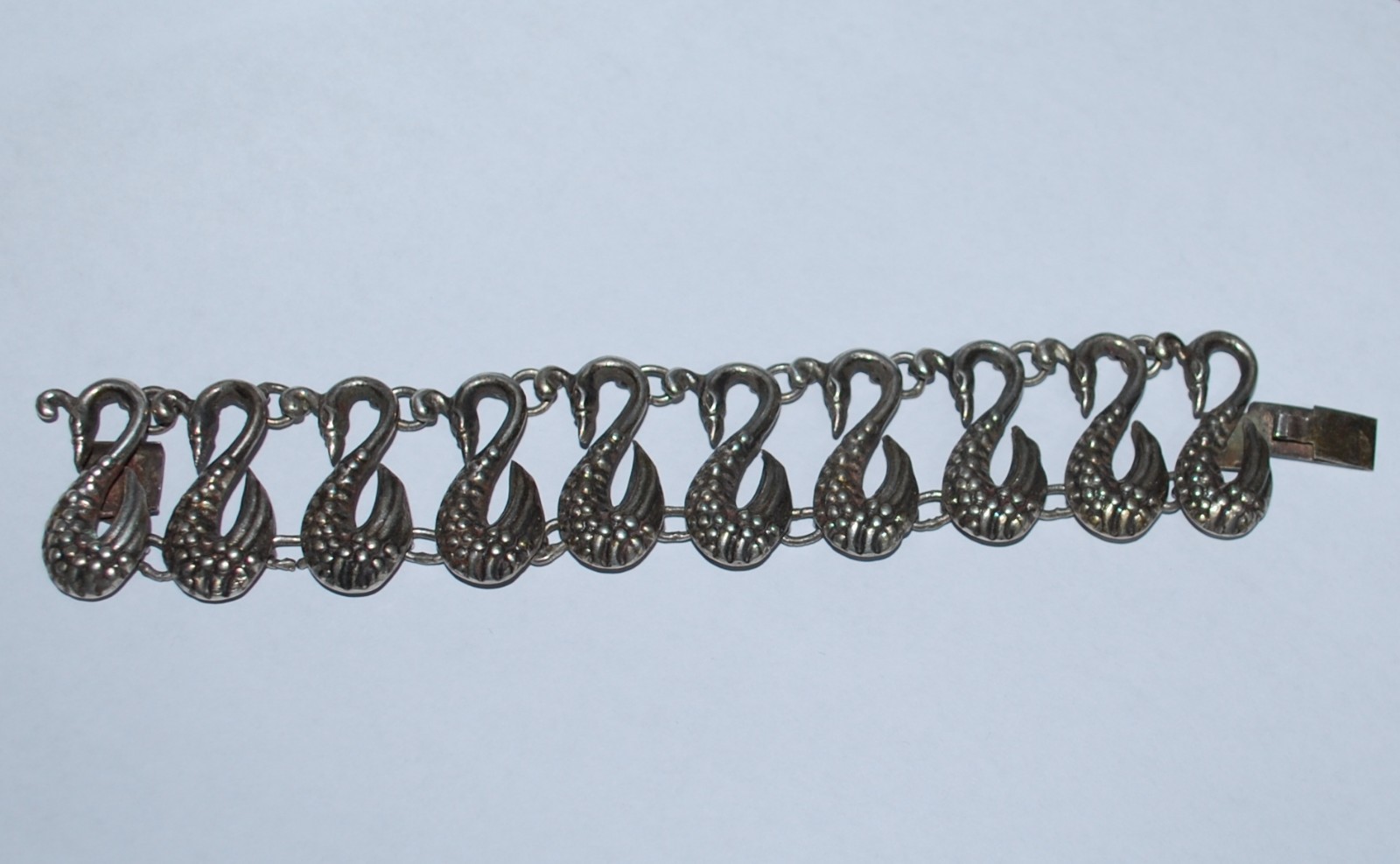 Art Deco Swans Bracelet Mexico Sterling Silver 1.37oz (39gr) 6.5inch (166mm)