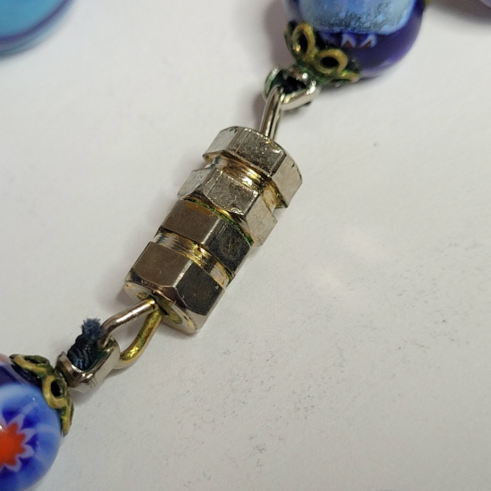Ventian Murano Millefiori Glass Beads Necklace Italy graduated 29 1/2 inch lot C