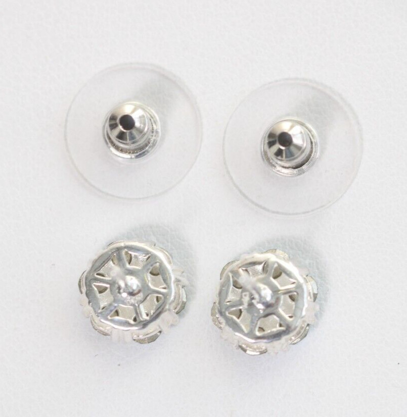 Vintage 925 Sterling Silver Swarovski Blue Crystal Flower Earrings NWT