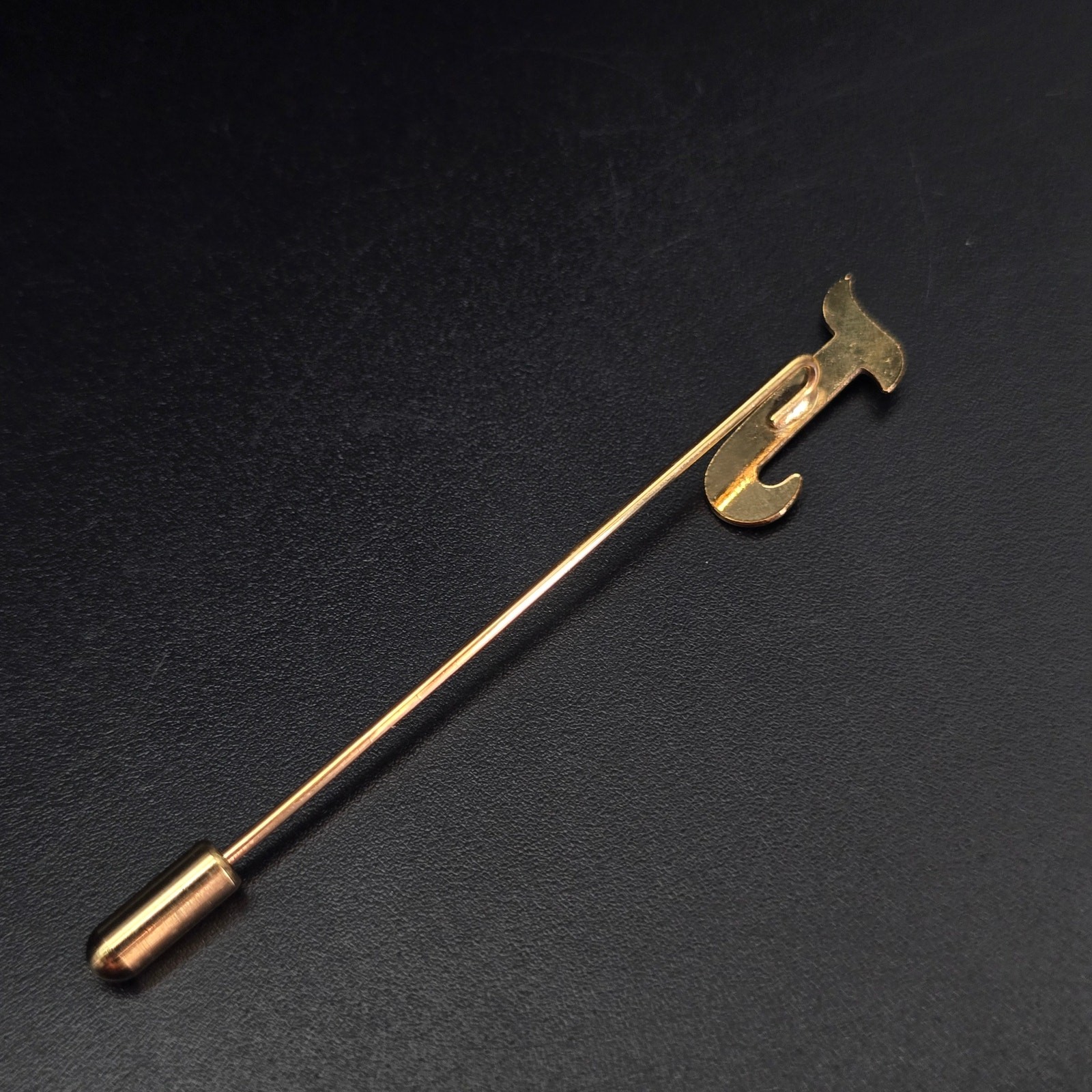 Vintage Gold Tone Letter J Initial Stick Pin Timeless Classic New Old Stock