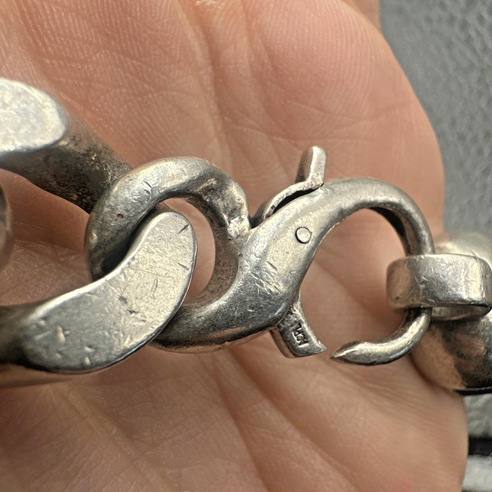 Extraordinary Huge 128g Sterling Silver Figaro Chain Bracelet 16mm 9” Mens Vtg