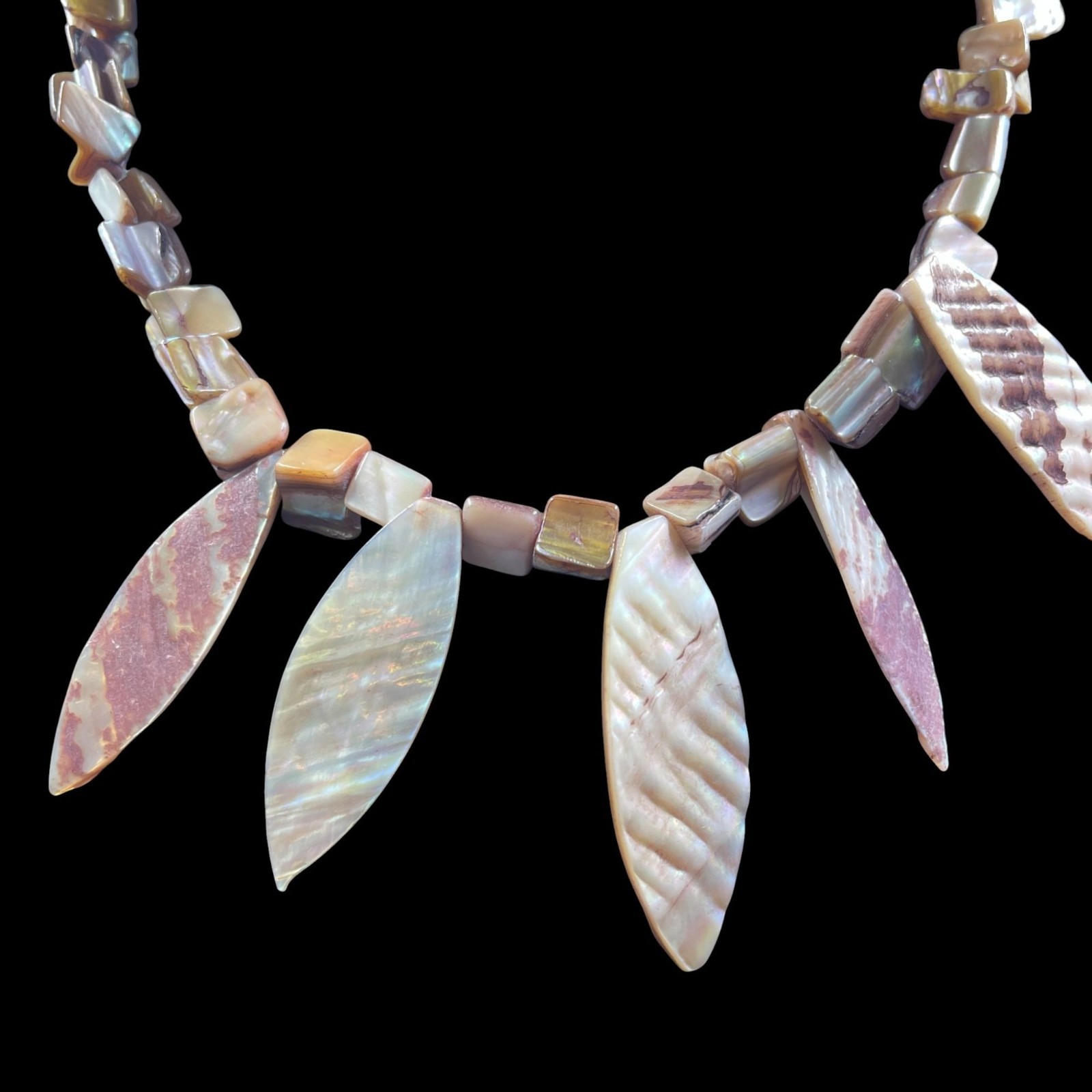 Boho Shell Necklace Leaf Dangle Natural Earthy Coastal Cruise Beachcore Organic