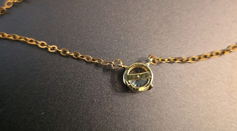 Vintage Goldtone CZ Solitaire Necklace