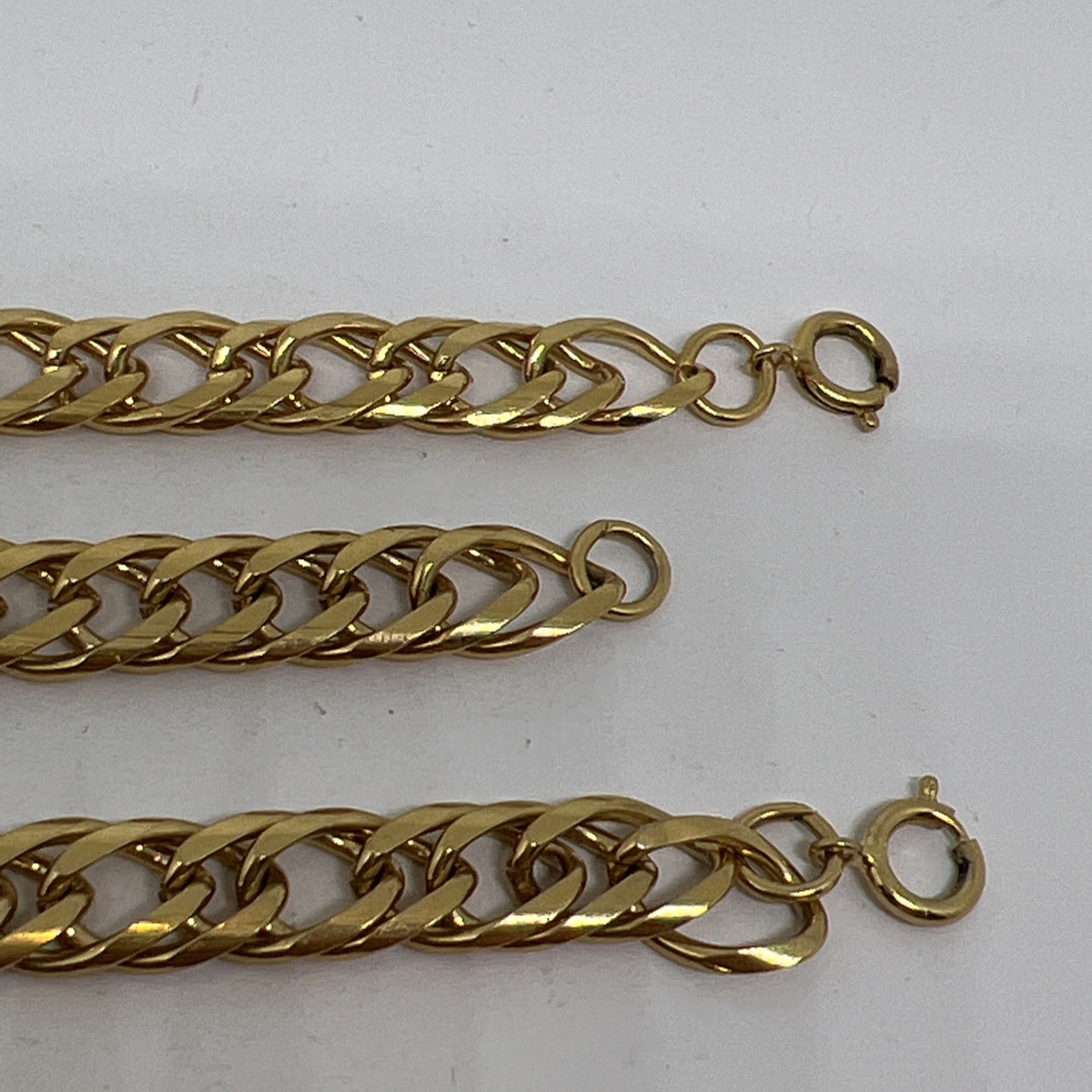 Beautiful Vintage Shiny Gold Tone Double Link 18” Necklace & Bracelet Set