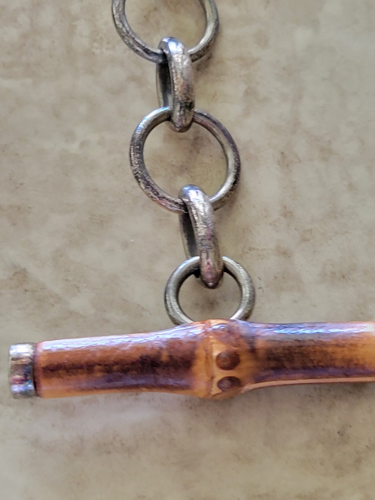 70’s Rare Vintage Gucci Bamboo Links Sterling Connector Toggle CLASP BRACELET 9″