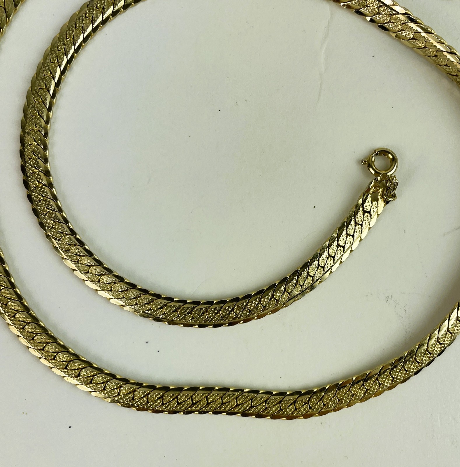 Vintage 14K Gold Plated Herringbone necklace 23.5 in, K24A