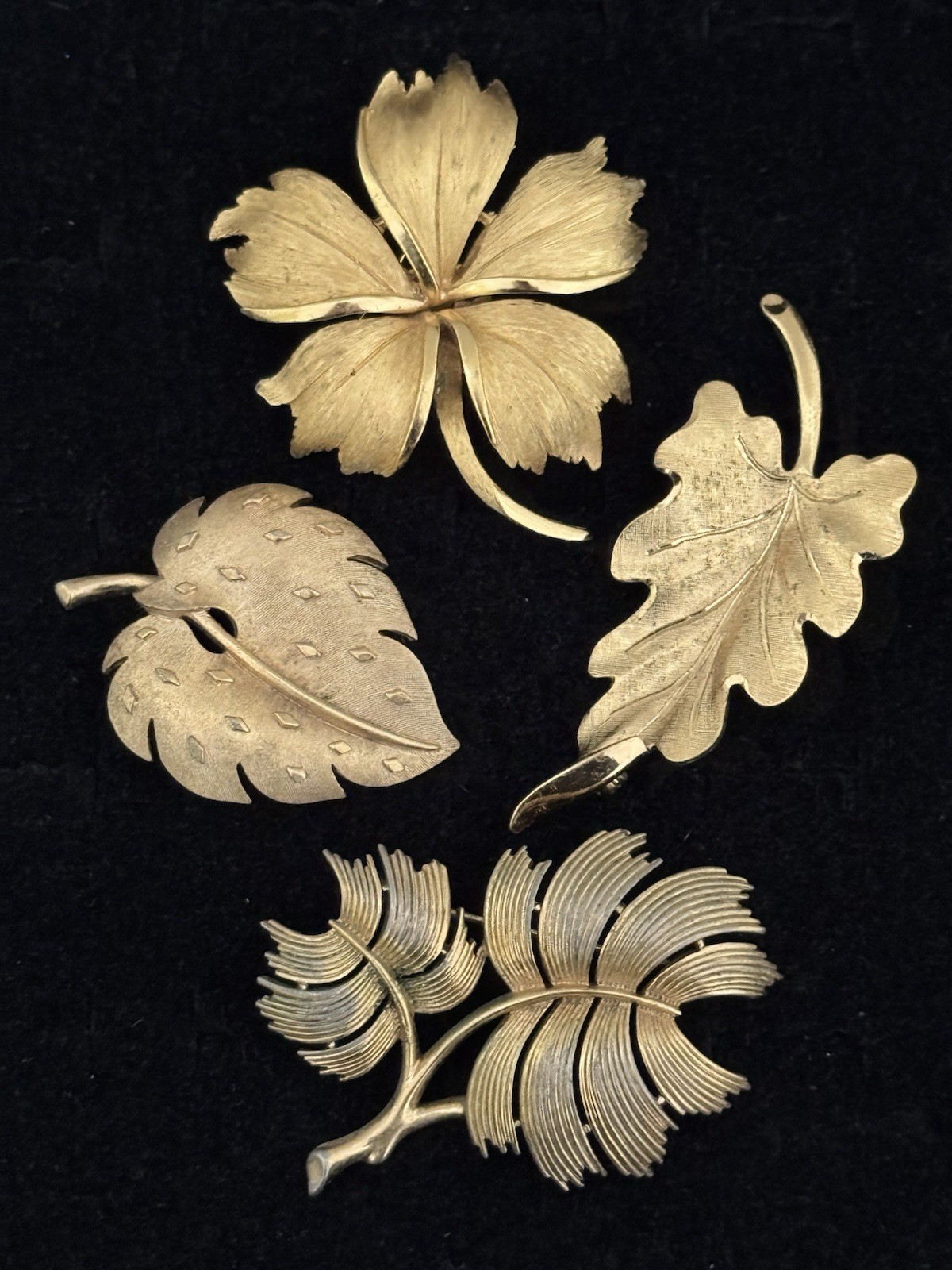 Lot of 4 VINTAGE Goldtone Pins/ SIGNED By Different Makers