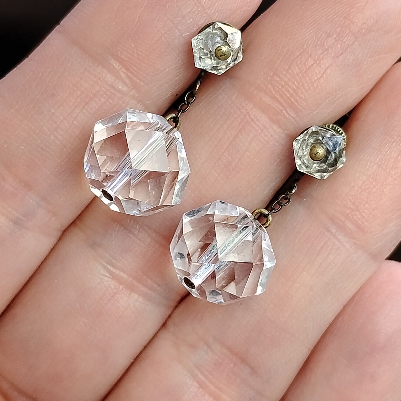 10 Vintage MCM Earrings W/Case Signed Glass Antique #10
