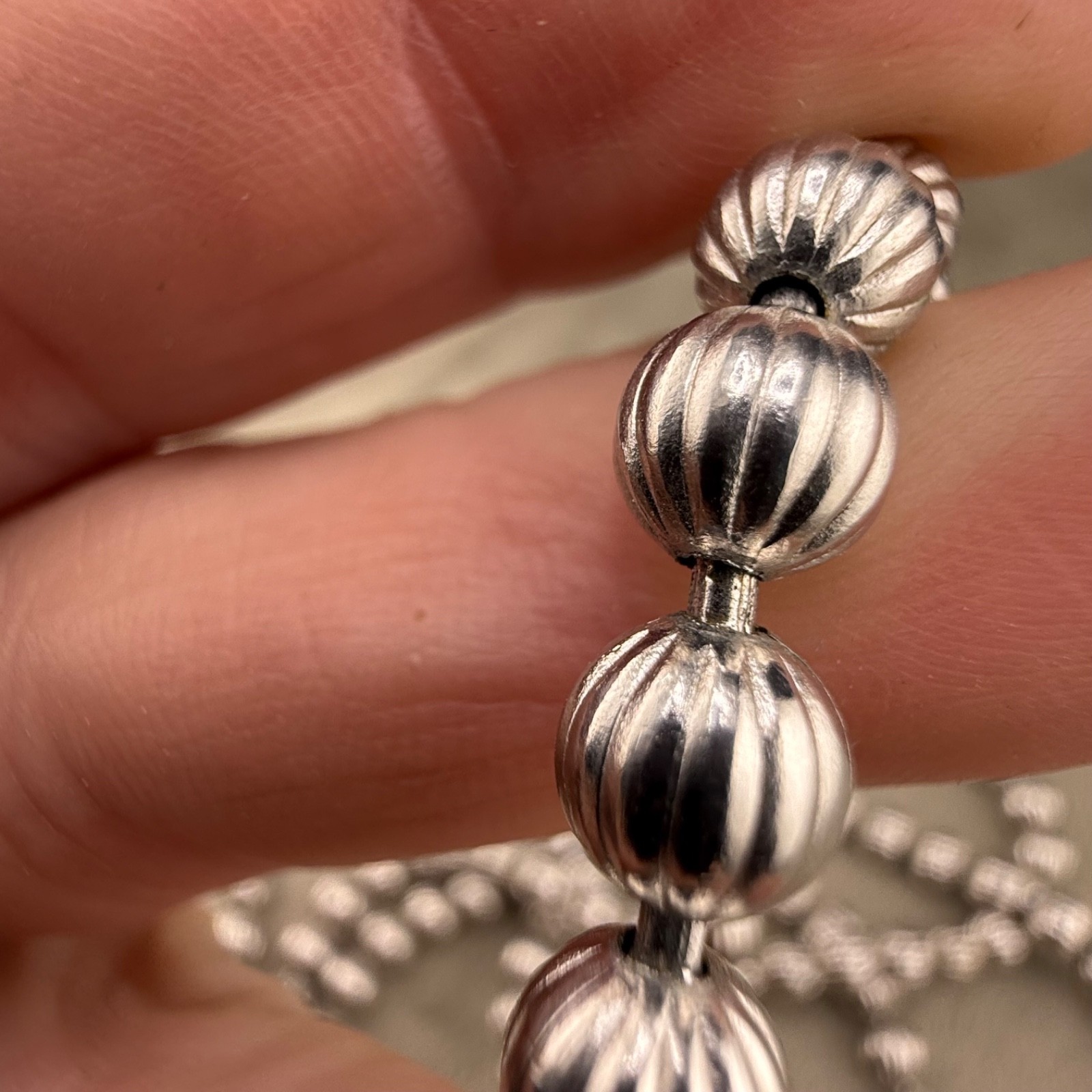 Vintage Metal Beaded Necklace Silver Tone Long Flapper Multi Wrap 60”