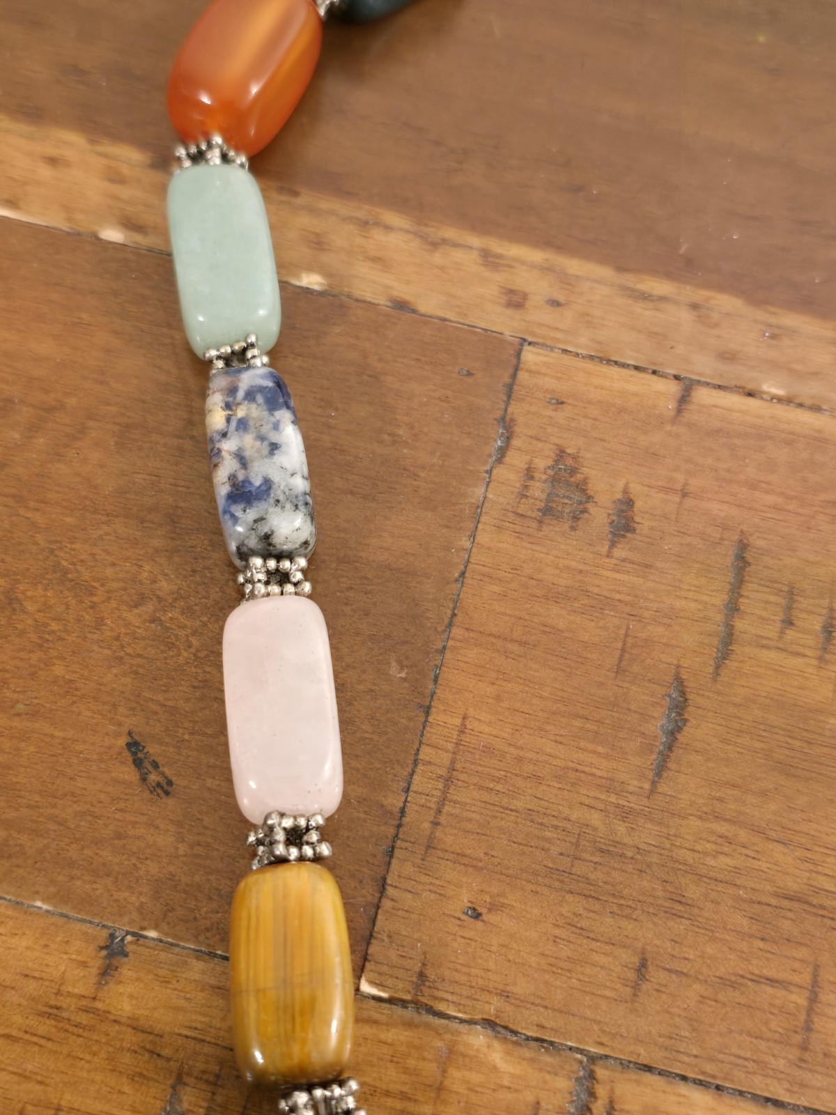 Vintage Necklace Rose Quartz Jade Tigers Eye Estate Fine Jewelry Pre-Owned Stone