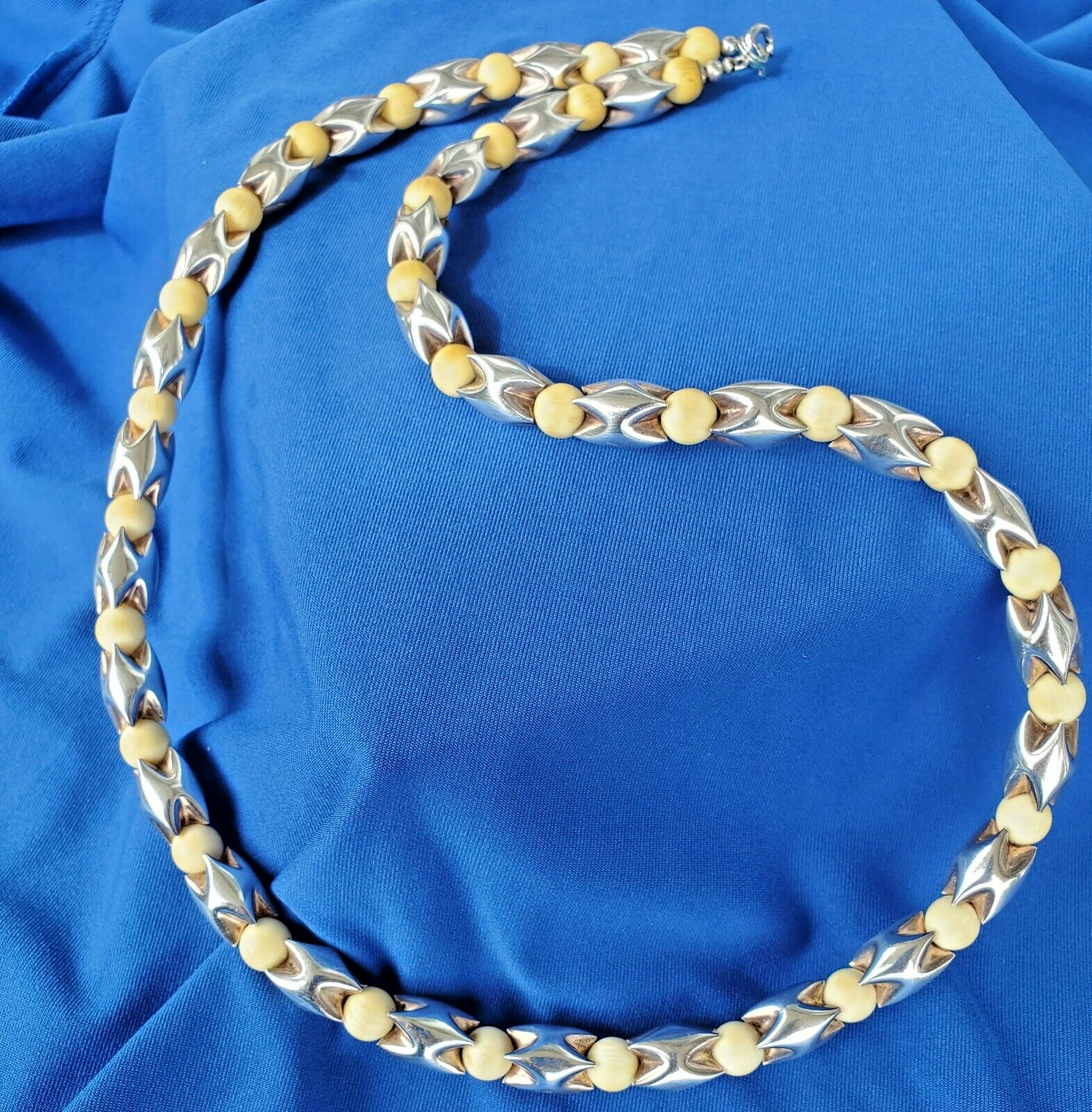 Original STERLING SILVER 925 Deco Necklace 64 Gr Vintage Designer Chain 24″ inch