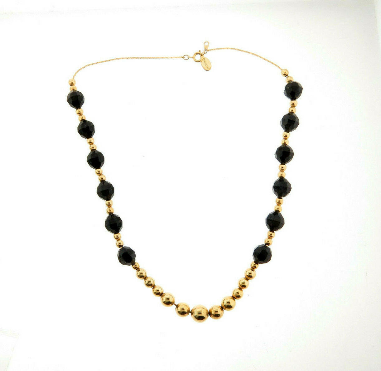 Park Lane Beaded Necklace in Black Gold 10 mm 17.5″