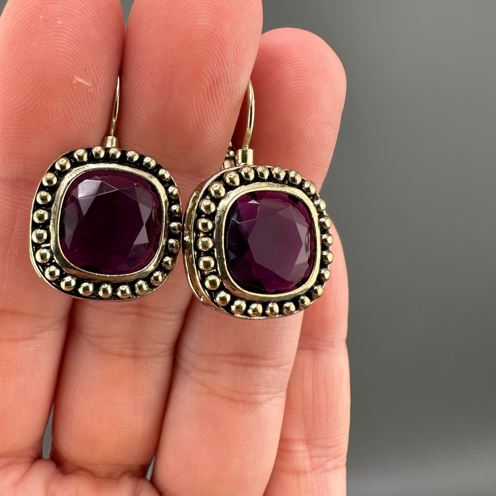 Vintage Rhinestone Earrings Lot Leverback Wingback Purple Red Silver Gold Tone