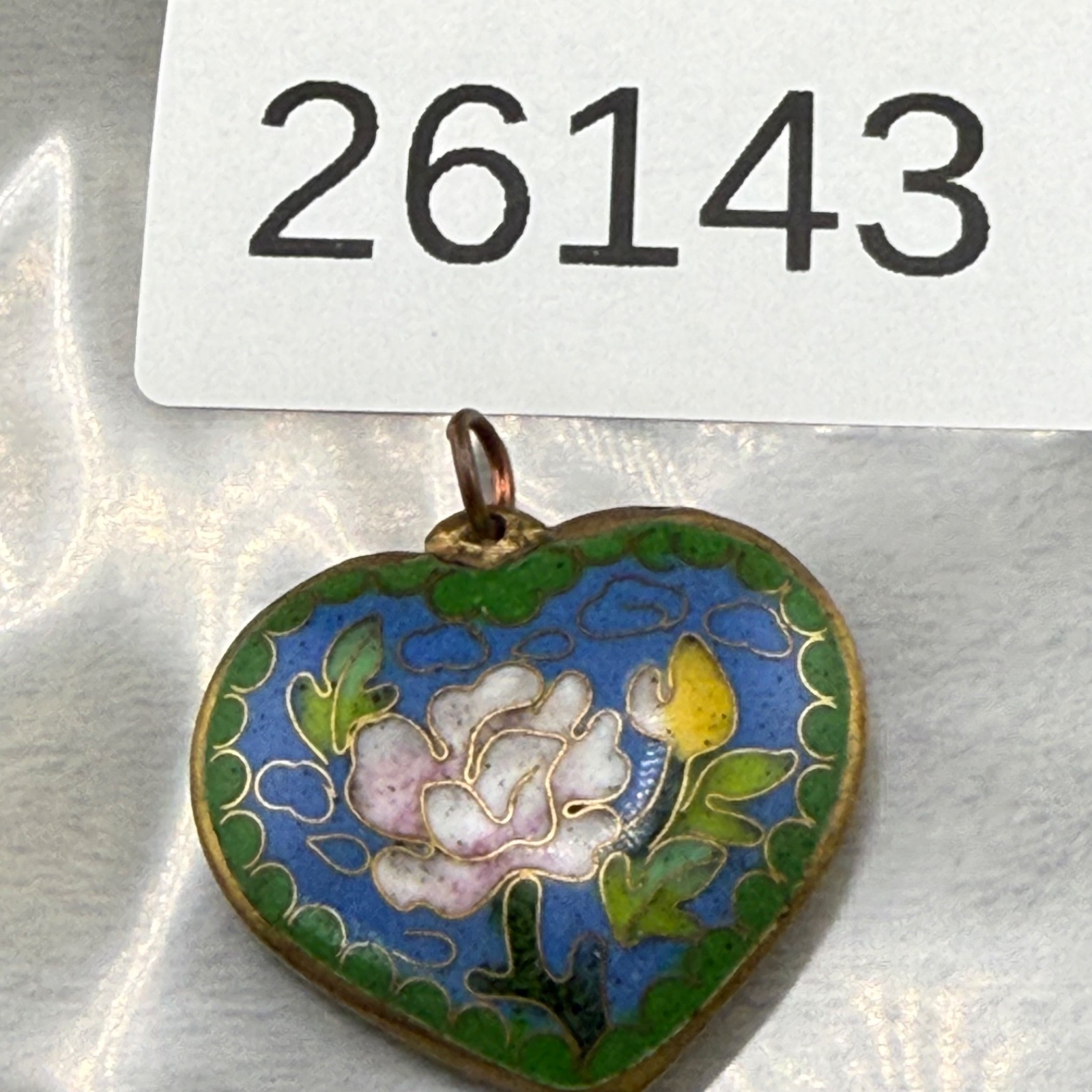 Vintage Cloissone Heart Pendant Gold Tone Enamel Puff Heart Reversible