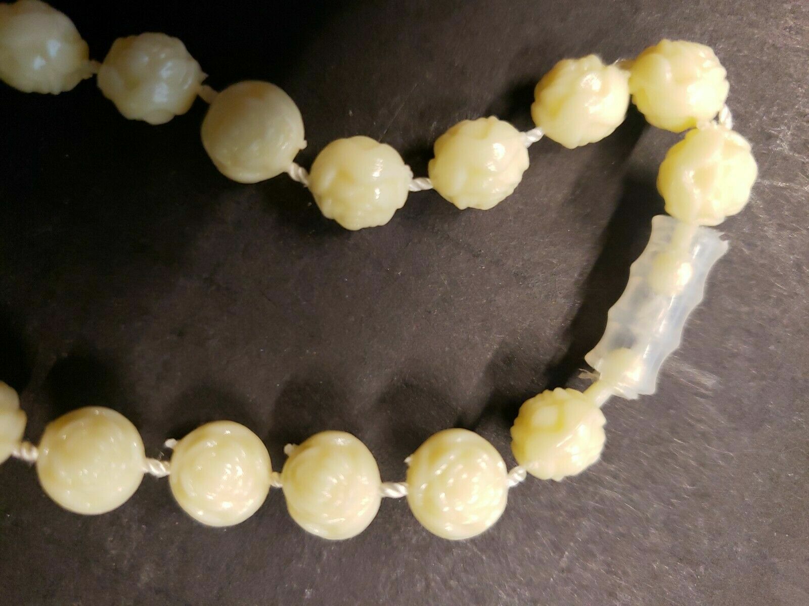 Vintage Carved/Molded Rose Necklace About 22 Inches Hong Kong New Old Stock