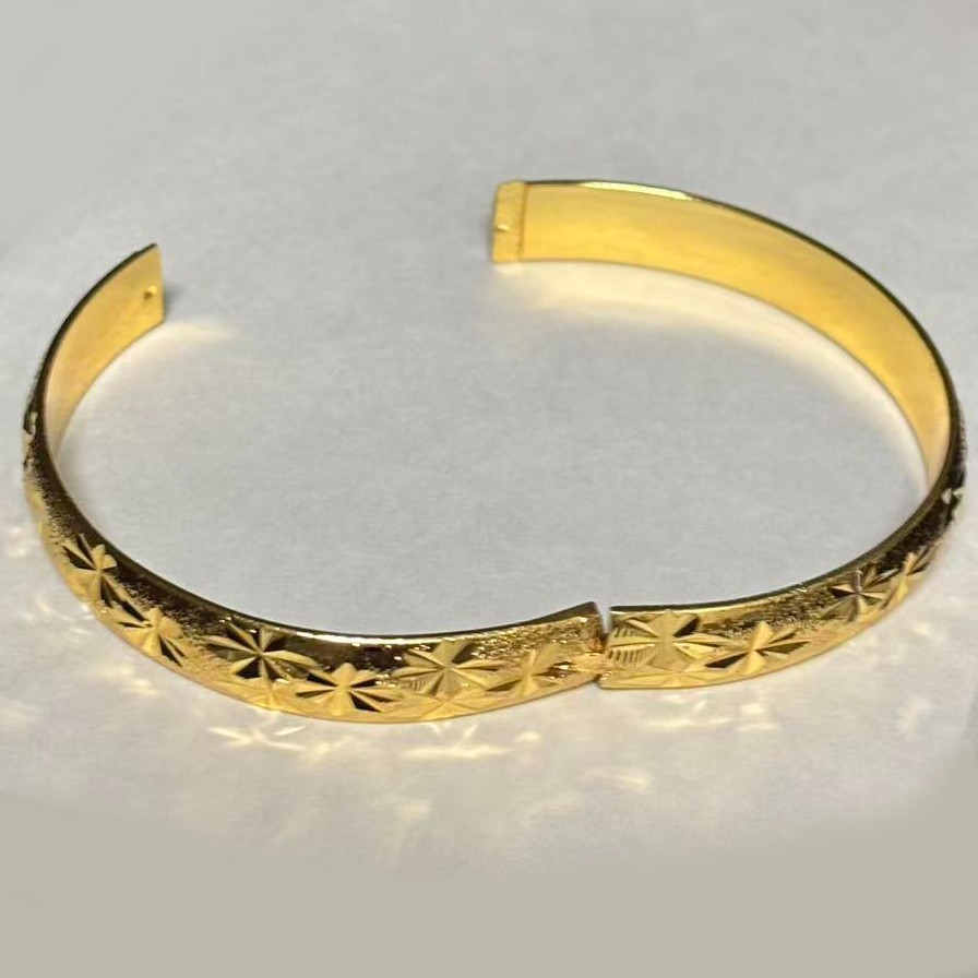 Floral Bangle Bracelet Openable Gold-wash (NOT SURE), marked’999′, 7.4 inch