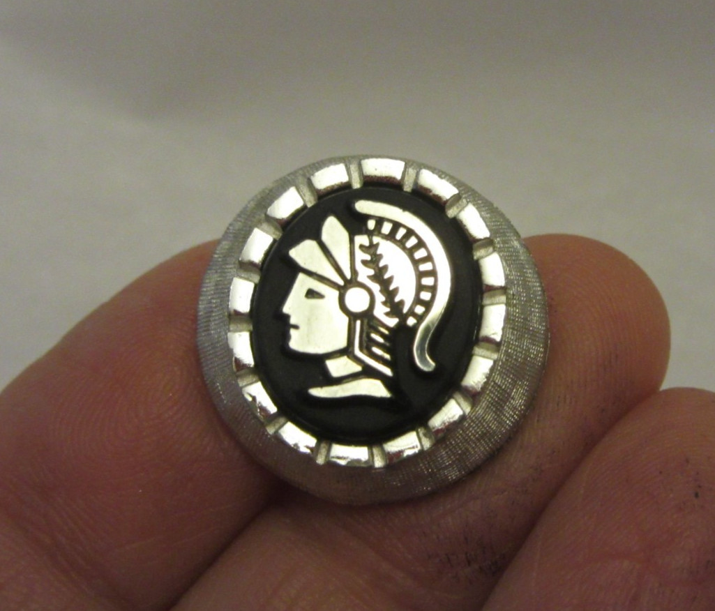 VTG Mens SWANK Warrior Roman Soldier Cufflinks -Tie Tack Set Silver Tone & Black
