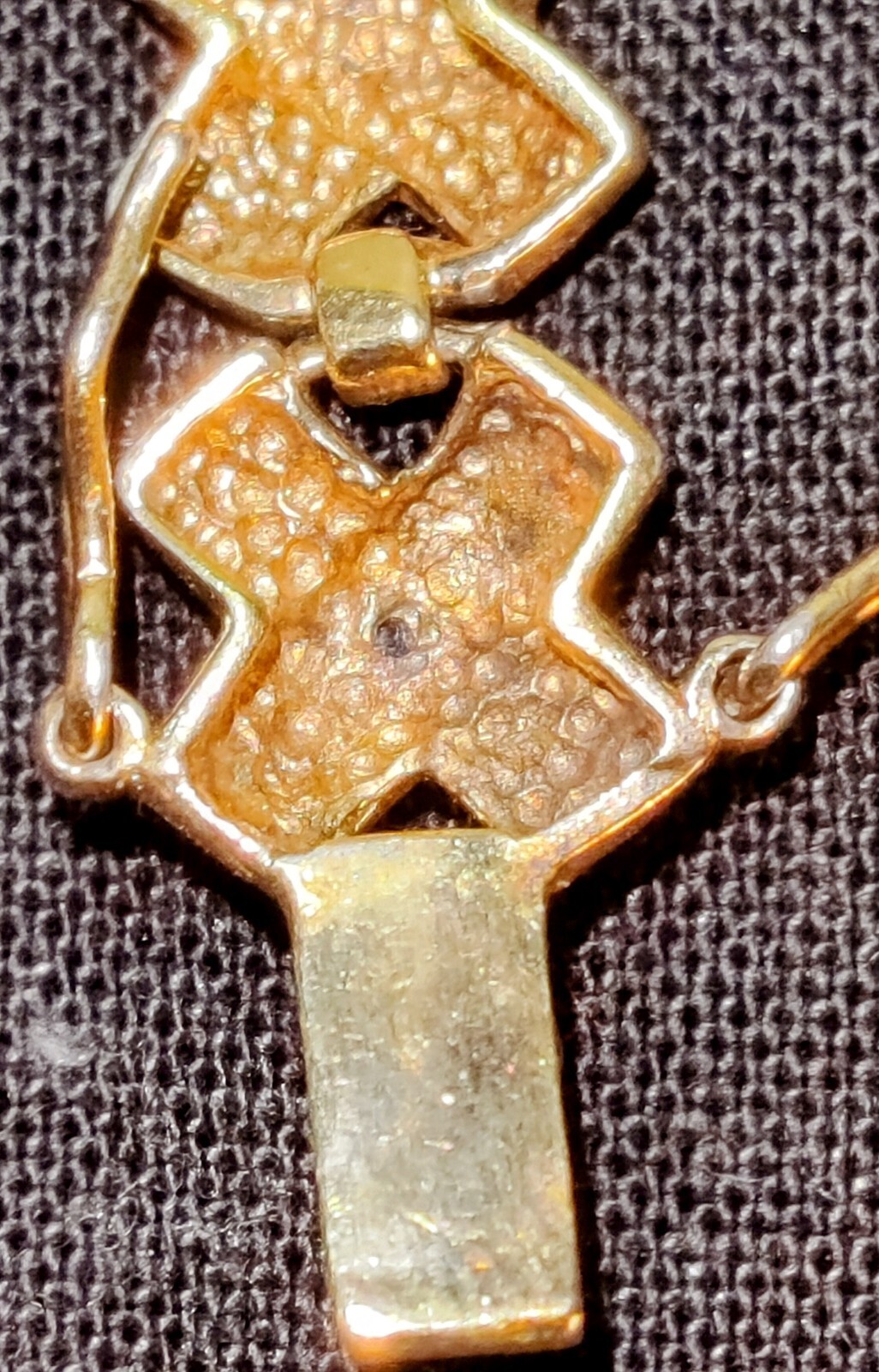 Vintage Gold Vermeil On Sterling Silver 925 X Design bracelet 2 safety Clasps