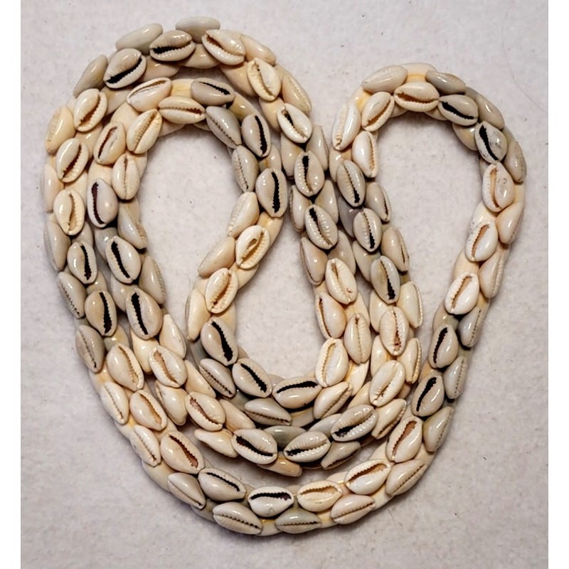 Vtg 34″ Layered Cowrie Shell Necklace Multi Strand Boho Statement Tribal Beach