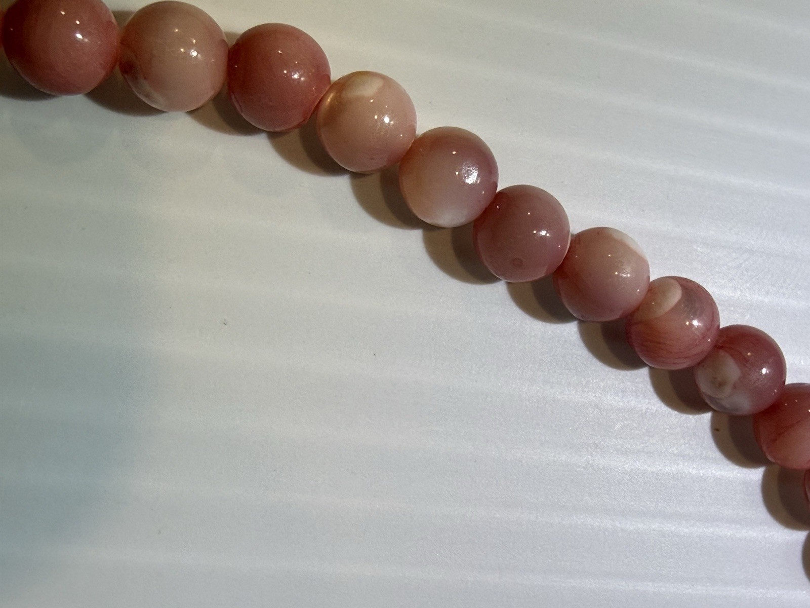Vintage Pink Agate Bead Necklace Set 2pc Natural Stone 30in & 16.5in