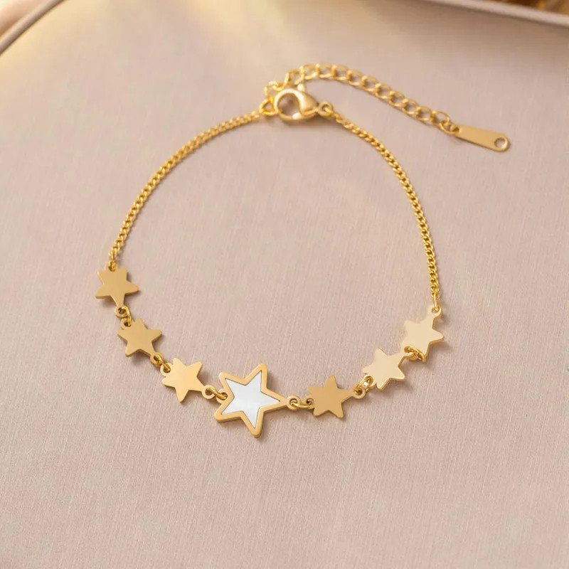 Real Gold Plated Star Titanium Steel Simple Style Commute Waterproof Non Tarnish