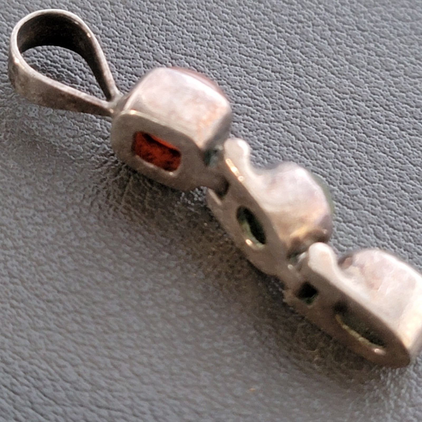 Sterling Silver Multi Stone Pendant 925 Vintage Articulated Hinged Stations