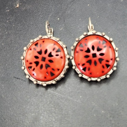Salmon Color Clip On Fashion Earrings