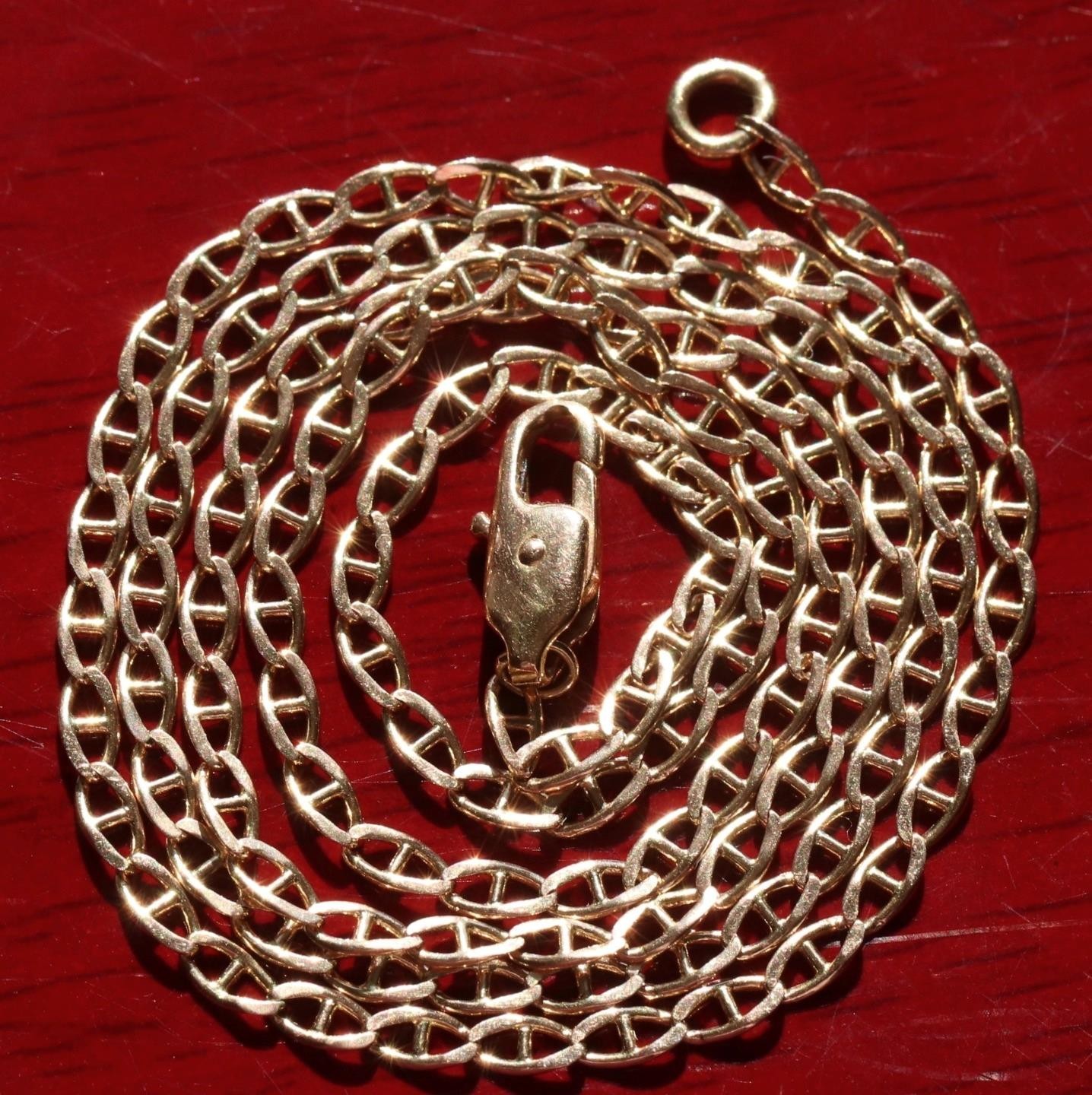 14k yellow gold necklace 18.75″ anchor / mariner link chain vintage 4.25gr N3642