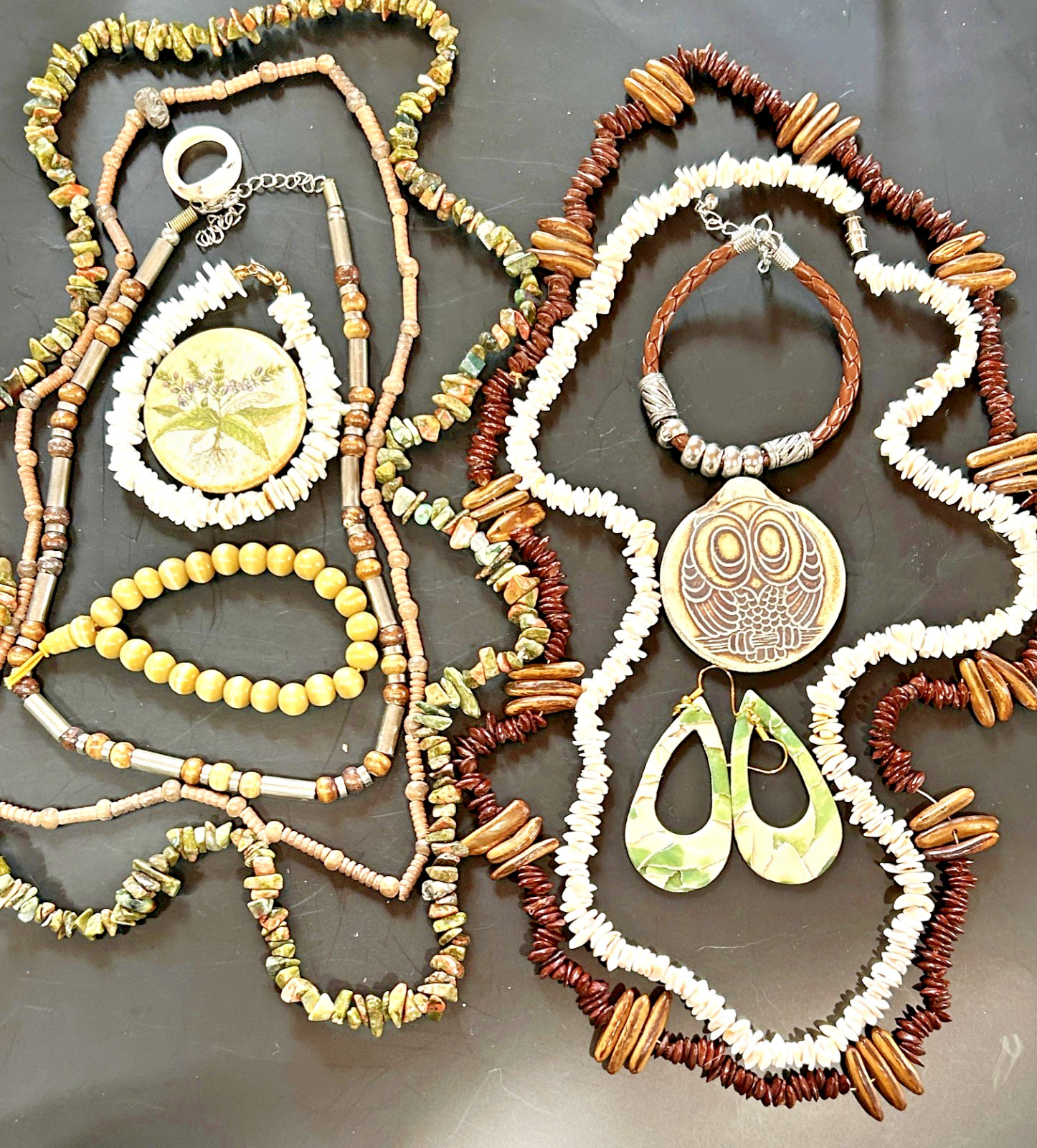 VTG Cottagecore 12 pc Jewelry Mix Nature Boho Necklaces Bracelets Ring Pendant