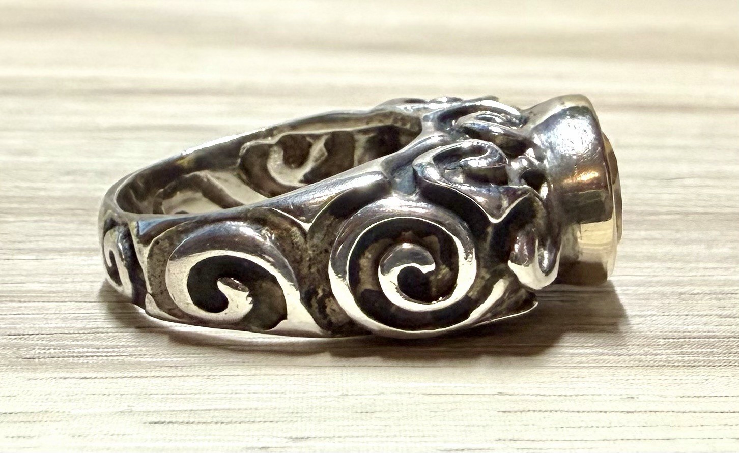 Dian Malouf Sterling Silver & 14K Gold Abstract Swirl Citrine Ring, Size 8
