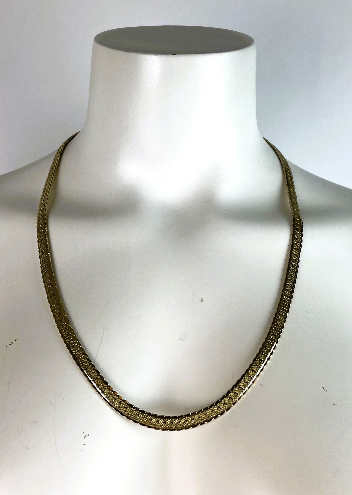 Vintage 14K Gold Plated Herringbone necklace 23.5 in, K24A