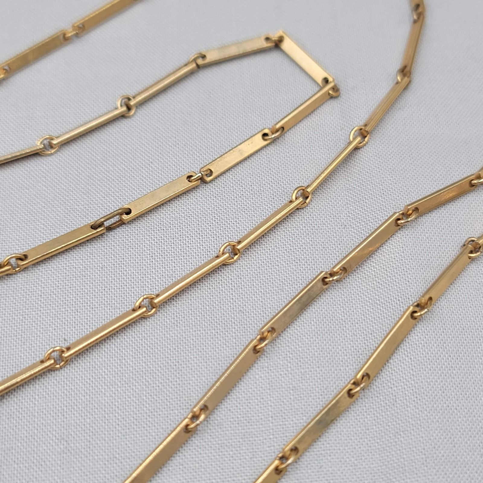 Vintage Bar Link Chain Necklace Gold tone Very LONG 84″